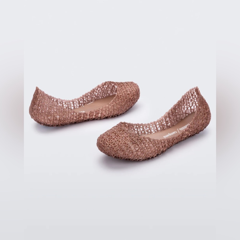 Mini Melissa Campana Papel Girls Glitter Woven Jelly Flat Size 2